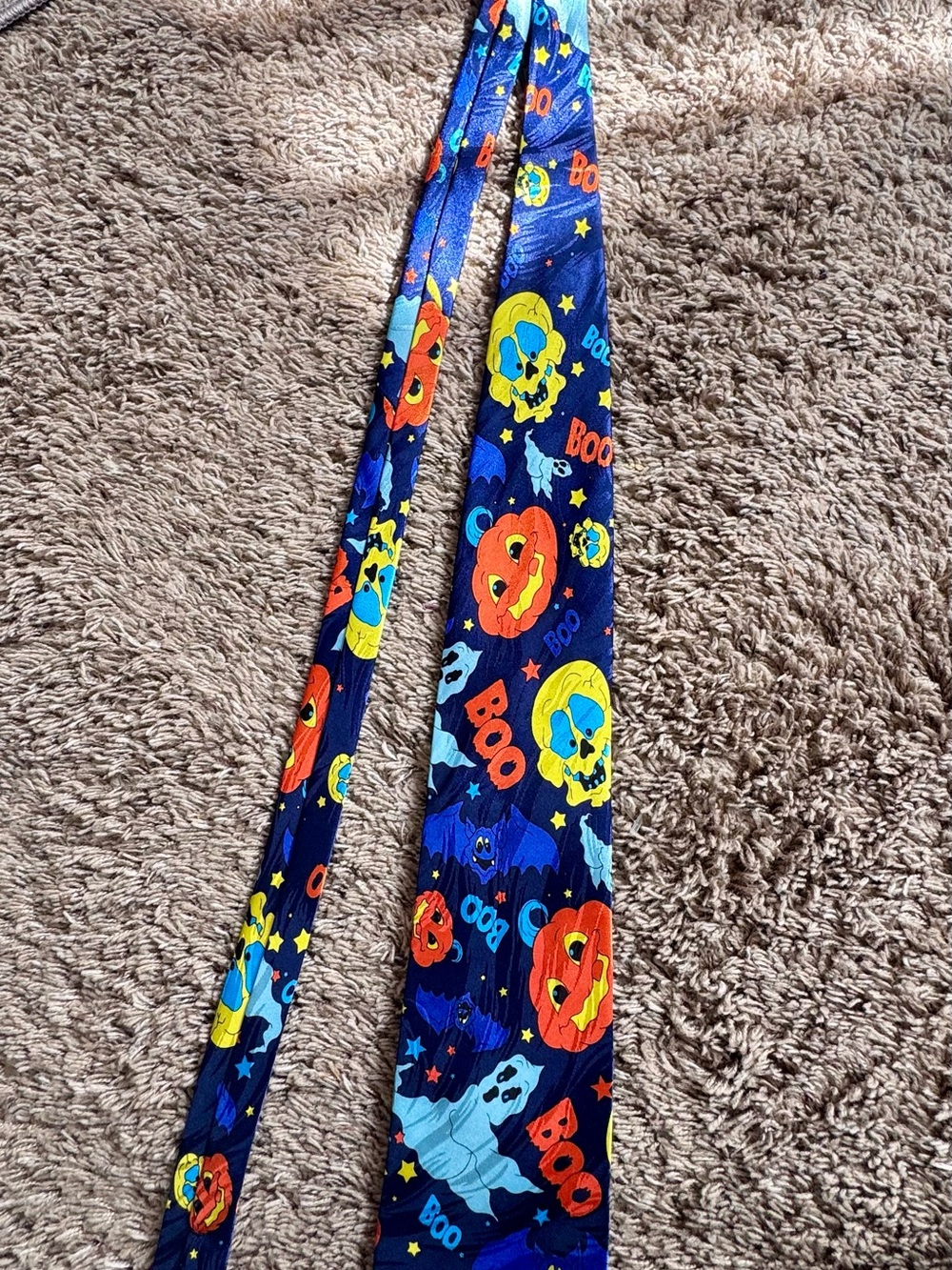 Keith Daniels Halloween Neck Tie in Navy with Orange and Yellow
